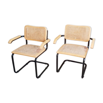 Two Marcel Breuer B64 chairs in canage