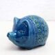 Zoomorphic ceramic, Piggy Bank in blue ceramic from Rimini, Italy 1970