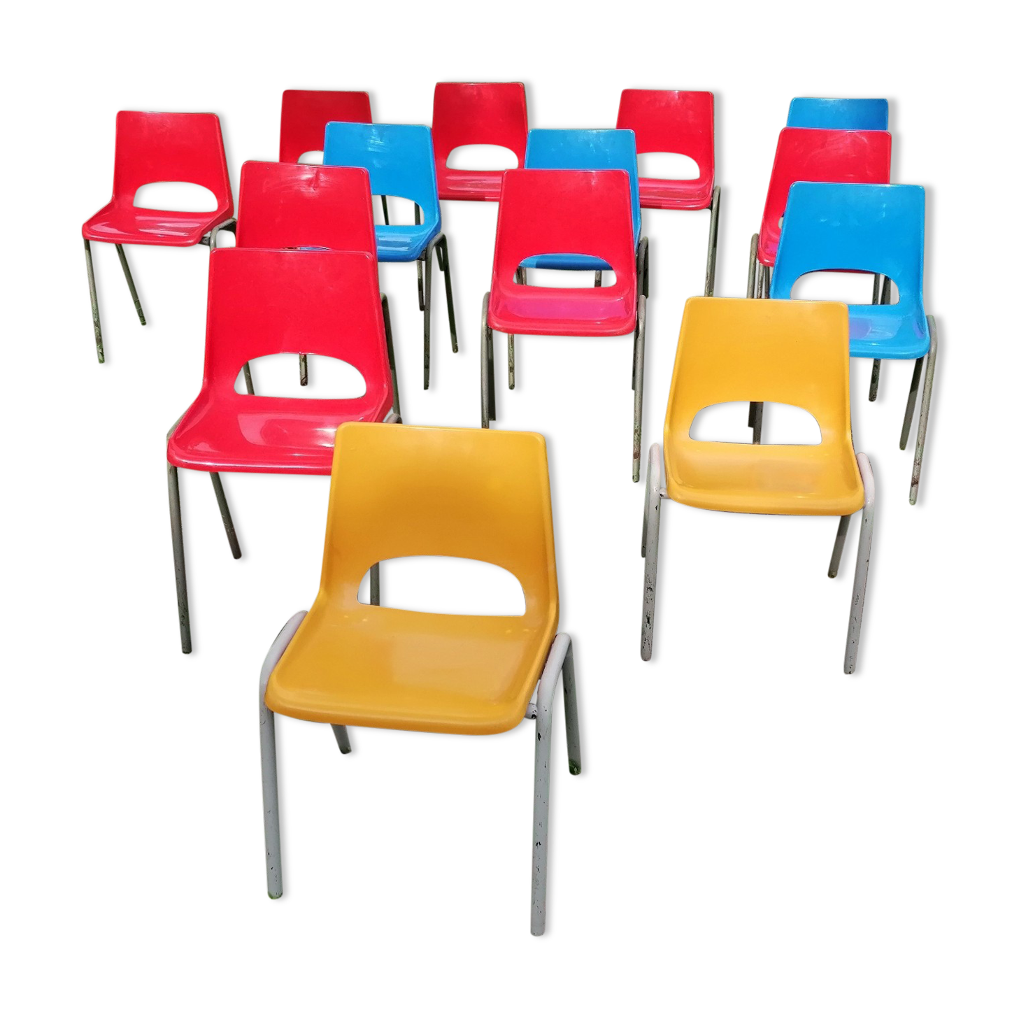 Set of 14 vintage kindergarten chairs
