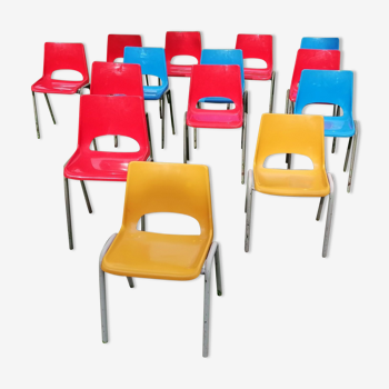 Set of 14 vintage kindergarten chairs