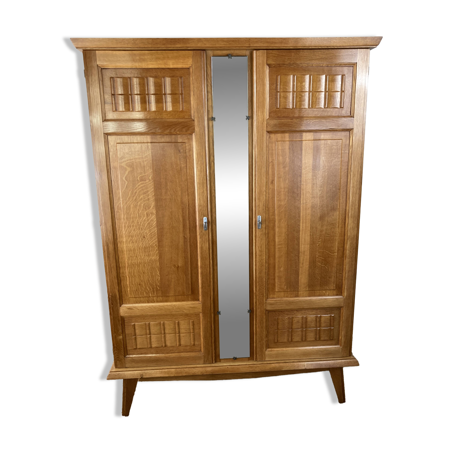 Armoire Art déco en chêne massif restaurée – années 1930-1940