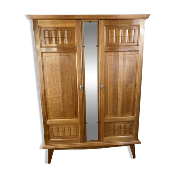 Armoire Art déco en chêne massif restaurée – années 1930-1940