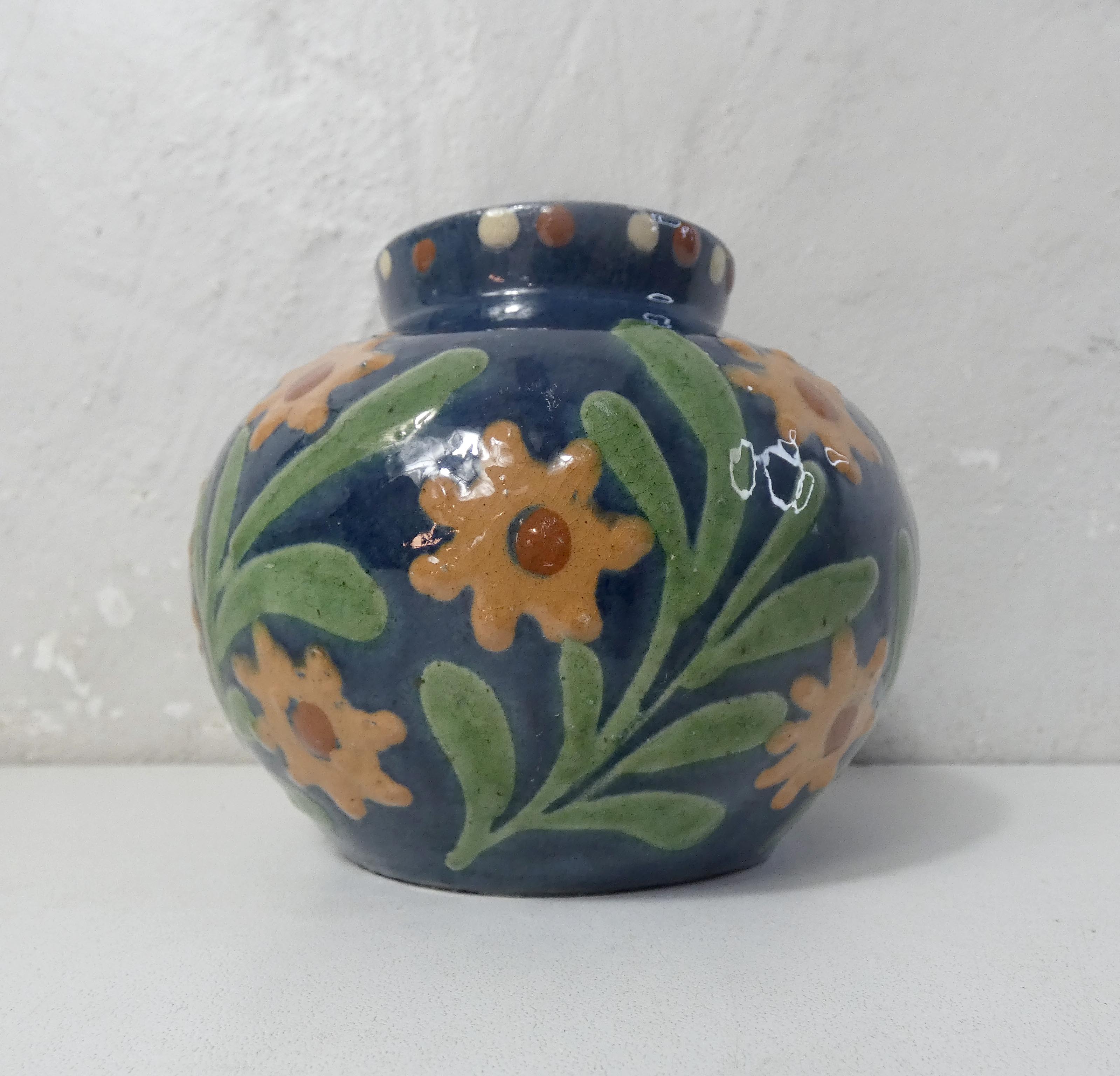 Old glazed ceramic vase elchinger style