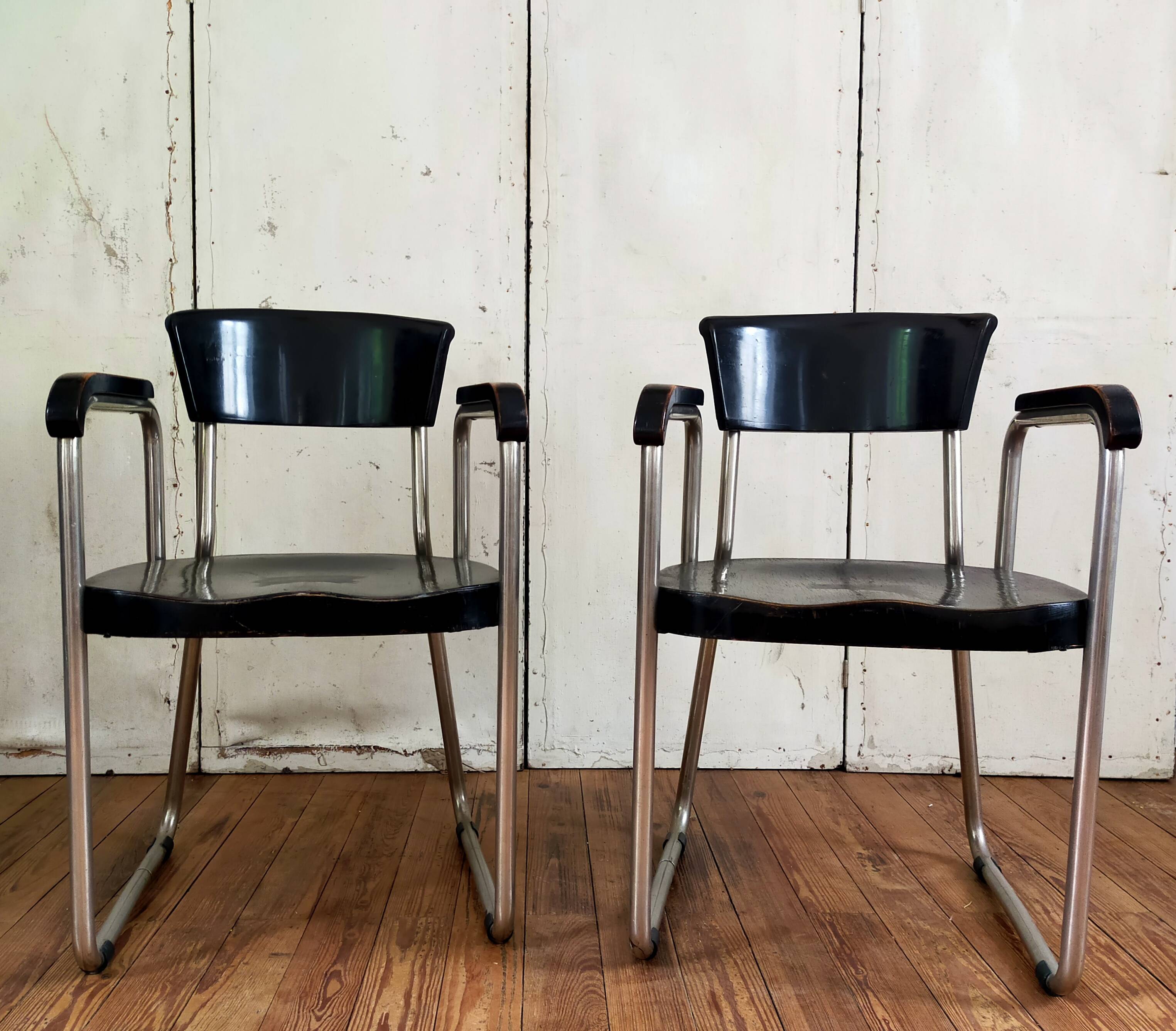 Pair of armchairs by Emile Guilhot edited by Thonet.