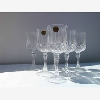 Lot of 6 water - D'arques Crystal glasses - model Longchamps