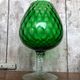 Old vase on foot empoli green glass transparent foot vintage