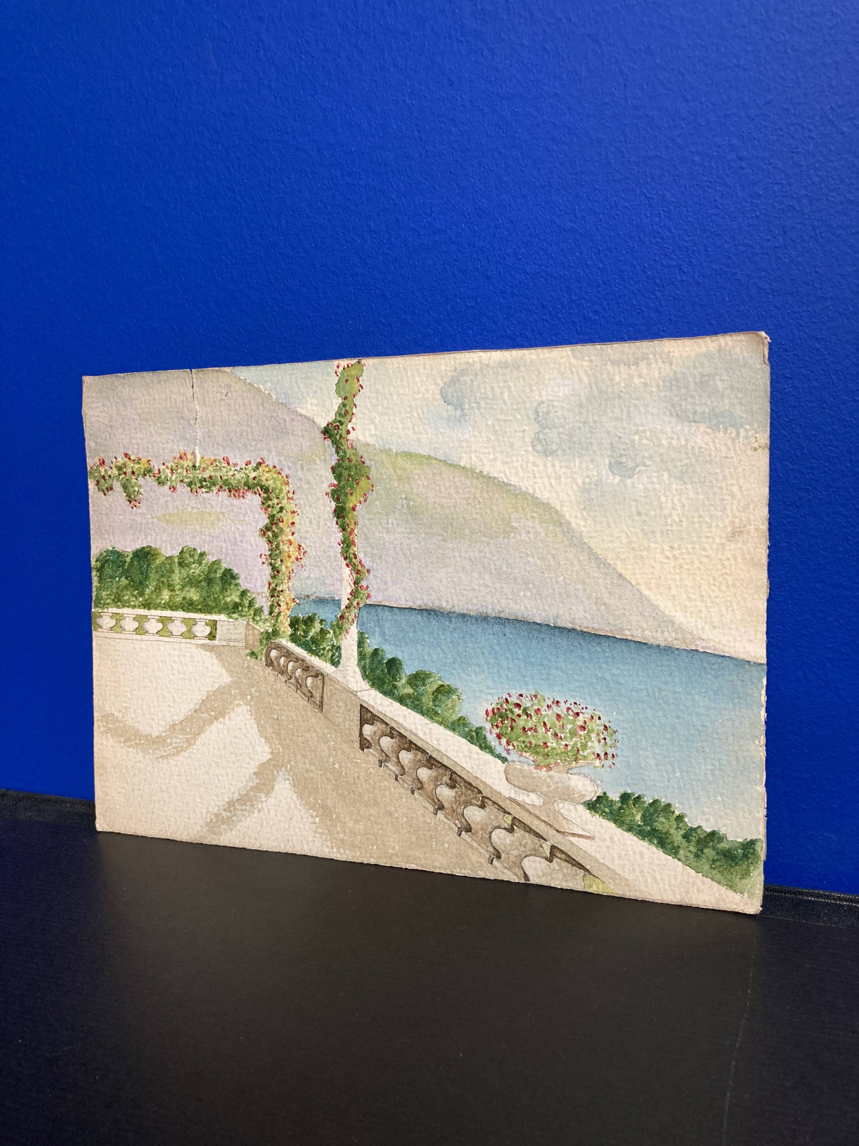 Watercolor seaside landscape recto/verso