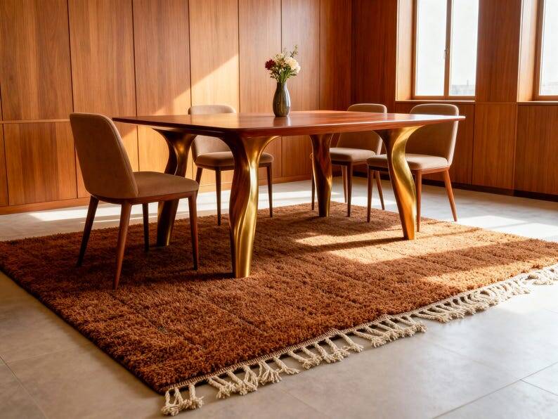 Moroccan rug in cognac brown wool 150/250cm
