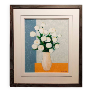 Bouquet de fleurs blanches'' - gilbert