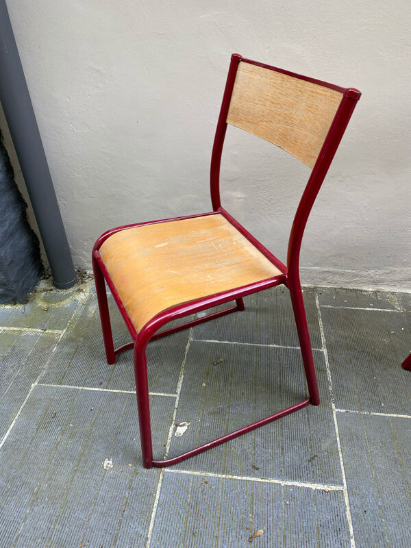 Chaises vintage d’écolier métal et bois taille adulte