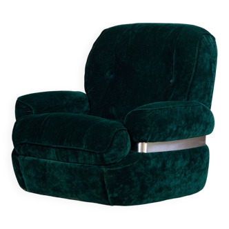 Fauteuil en velours vert "spage age" par Beka, 1970