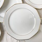 8 Assiettes plates en porcelaine Winterling Marktleuthen Bavaria blanches dorées