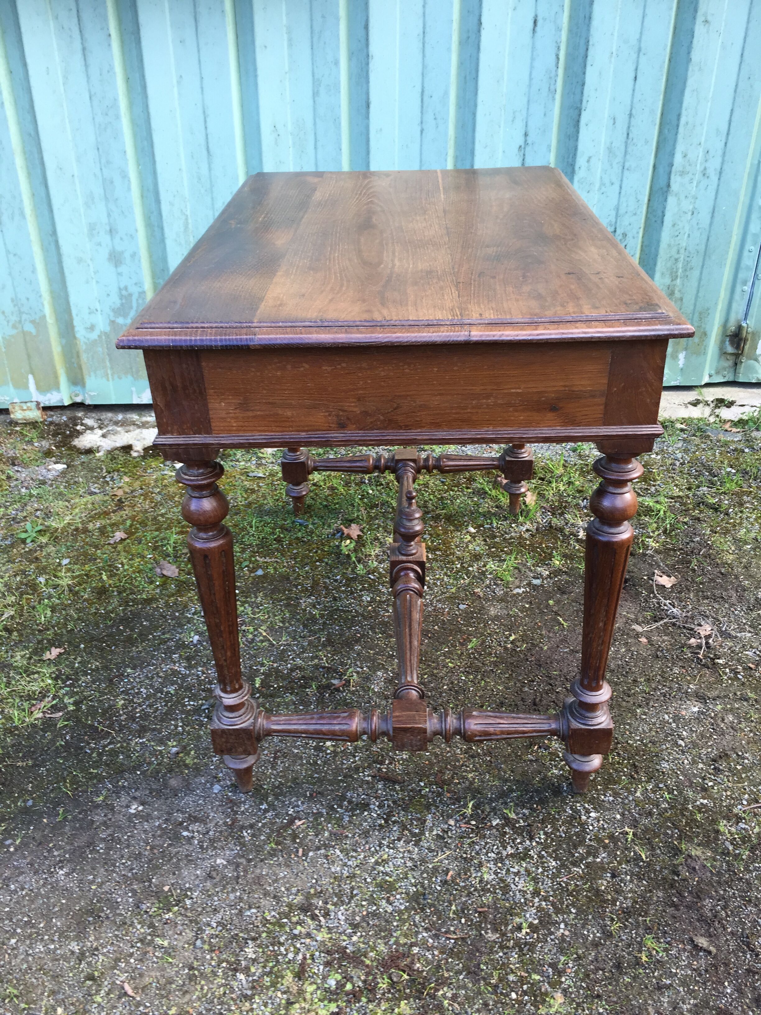 Vintage oak desk table with 2 drawers