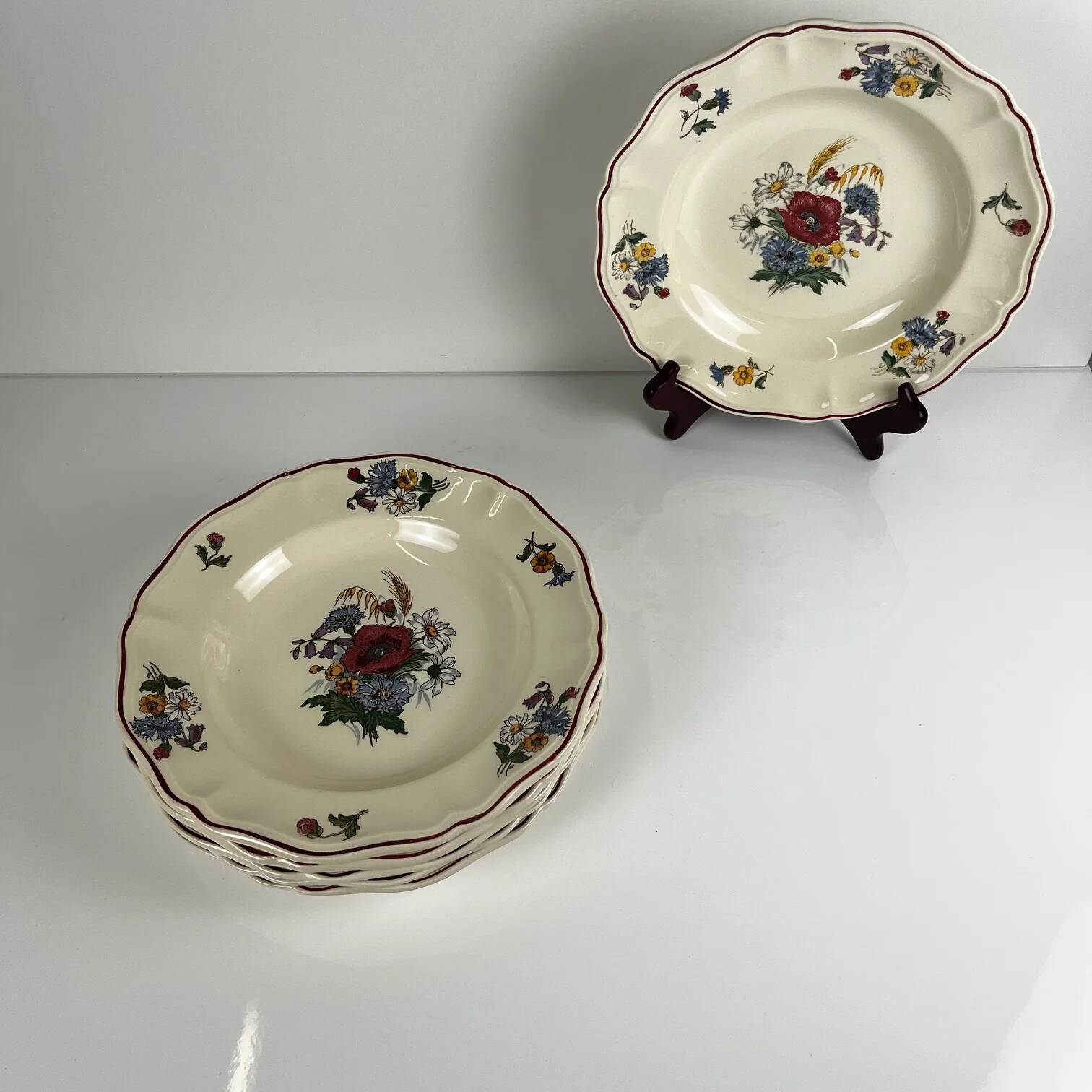 Set of 6 deep plates "Agreste" Sarreguemines, 20th century