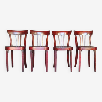 Set of 4 Art Deco bistro chairs by Fischel 1937
