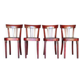 Set de 4 chaises bistrot Art Deco par Fischel 1937