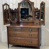 English walnut dressing table chest of drawers - early XXth