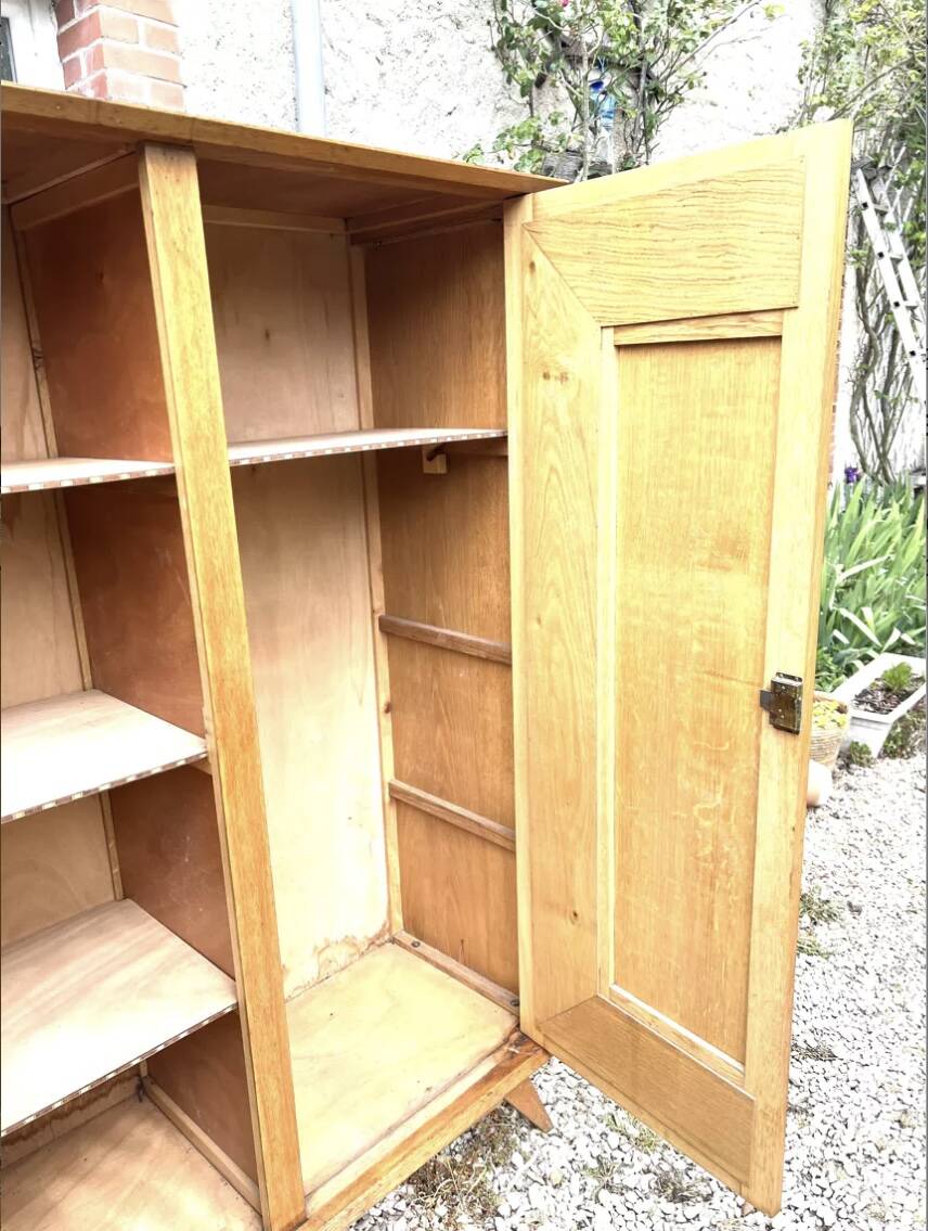 Armoire parisienne bois et rotin
