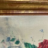 Oil on canvas, F Rembert, still life with roses