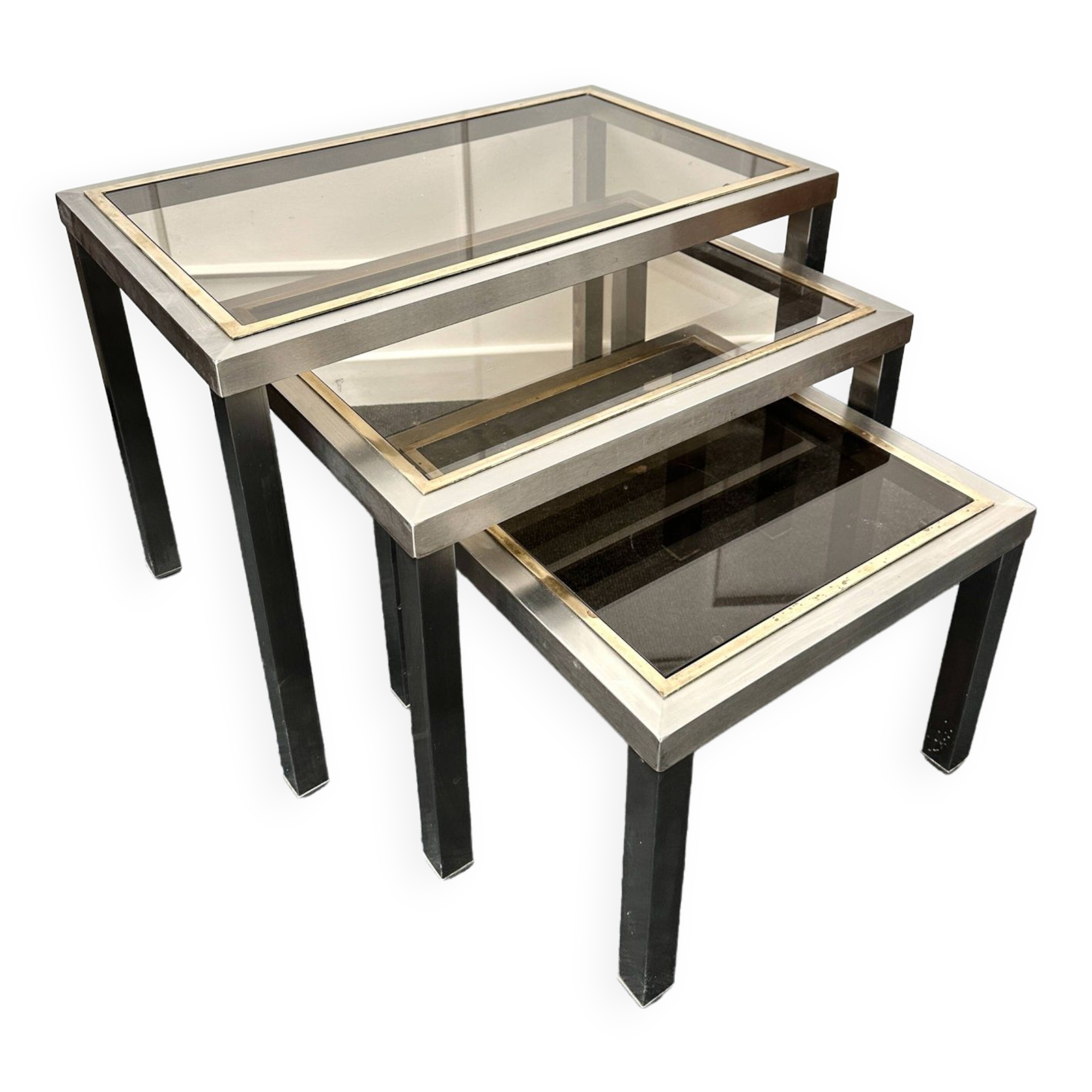 Smoked glass nesting coffee table