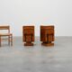 Set of Two Geometric Art Deco Wooden Nightstands, Italy 1920s