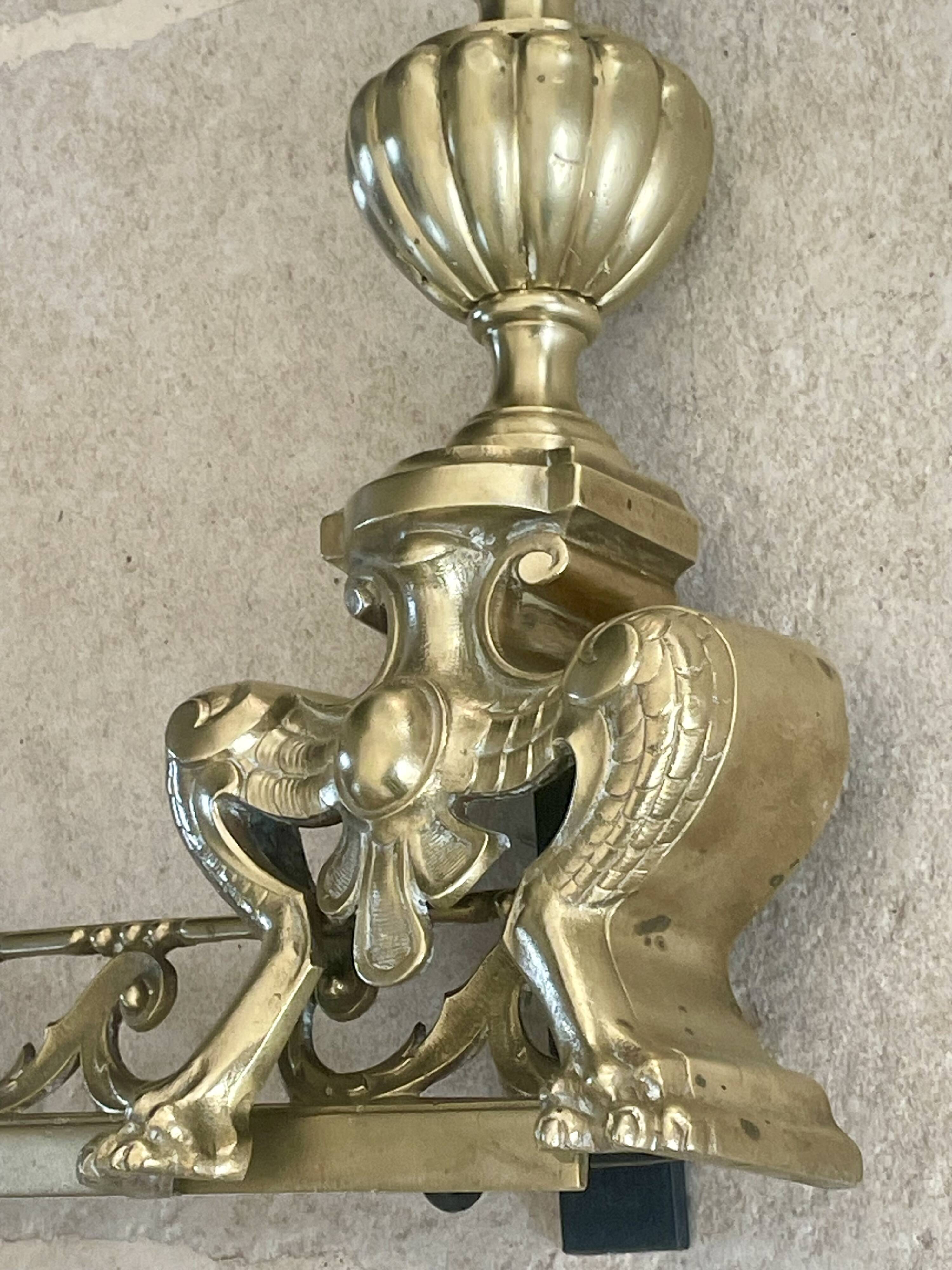 19th-century brass fireplace threshold bar