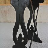 Pair of trundle tables made of black wood - tray with decoration of dragons