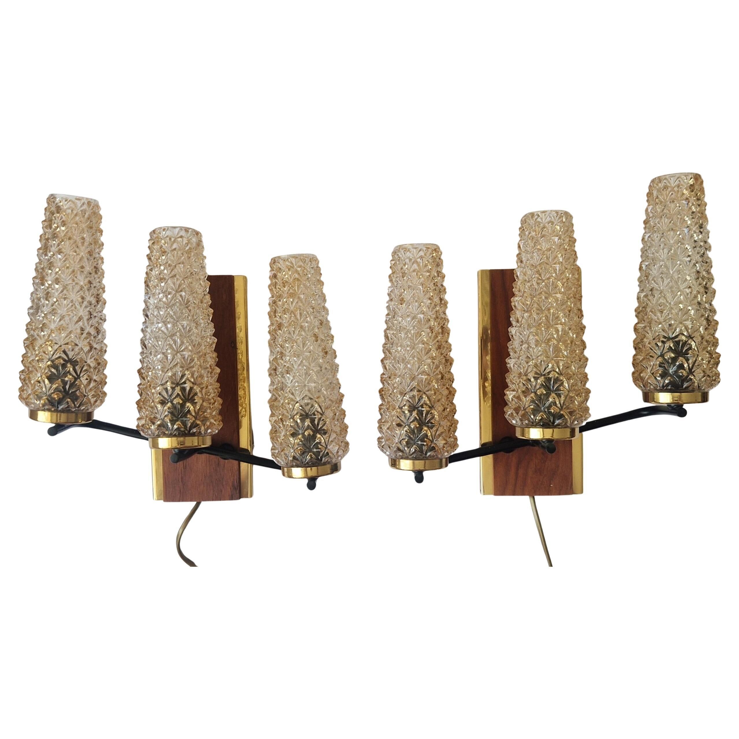 Pair of Midcentury Wall Lamps Sego Armatur, Sweden, 1960s