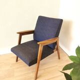 Vintage Royal Blue Armchair: Mid-Century Modern Lounge Chair