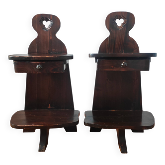 Paire de tables de chevet brutaliste 1960