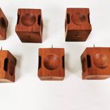 Mid Century Modular Teak Candlesticks, Denmark, 1960s