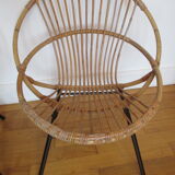 Shell armchairs in rattan and metal year 60
