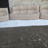 Sofa and 2 leather armchairs Ligne Roset Michel Ducaroy 1980