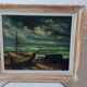 Tableau huile sur toile voilier signé vintage