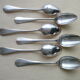 Set of 6 spoons with single flat silver metal soup different goldsmiths