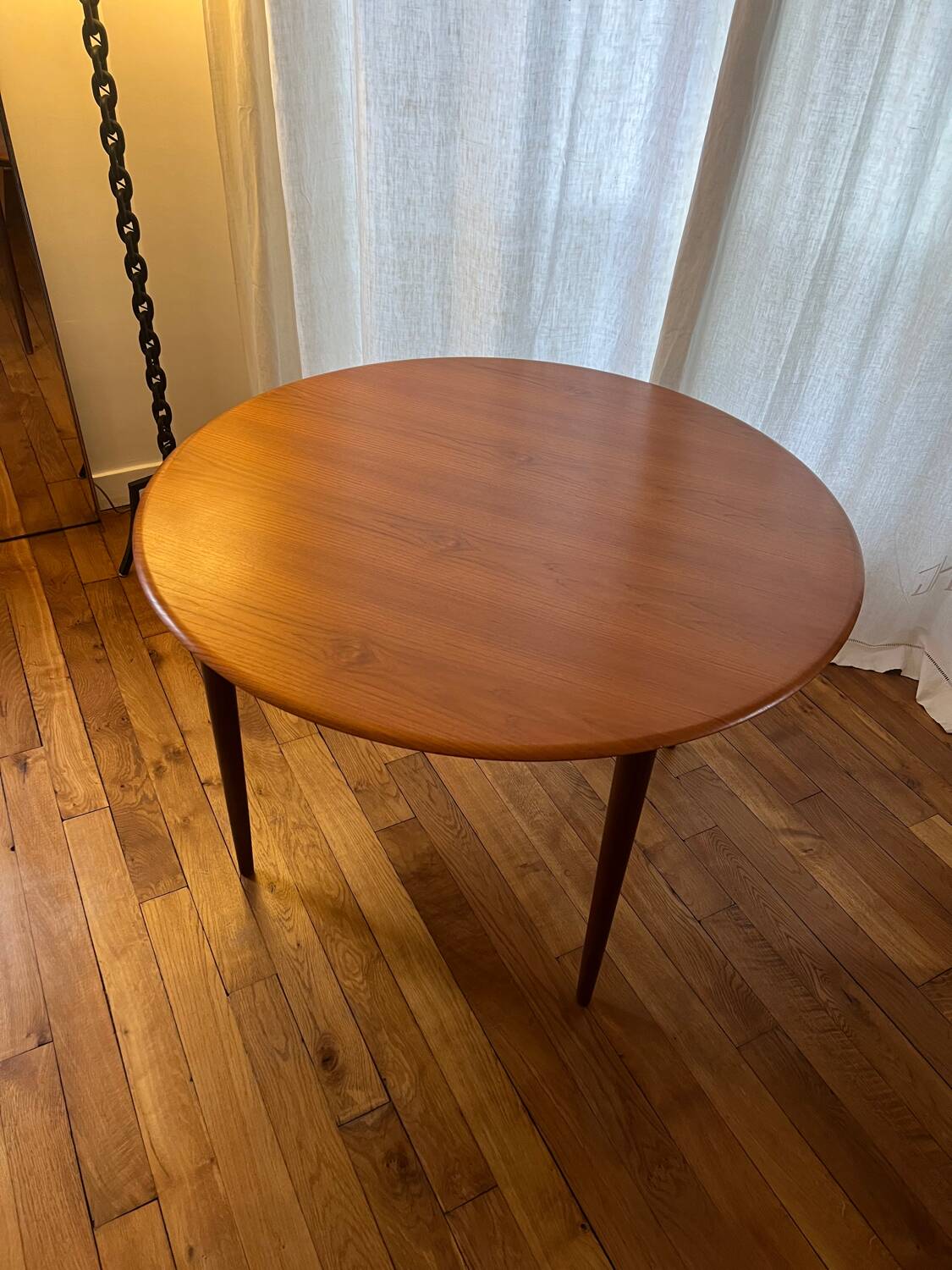 Danish round teak table from the 60s