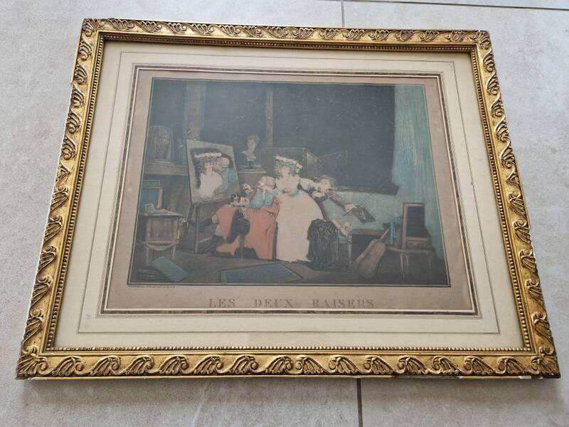 Philibert Louis Debucourt (1755-1832) - 19th Century Engraving - The Two Kisses