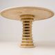 Italian Travertine and Brass Pedestal Dining Table Attributed to Marzio Cecchi for Studio Most, Italy,