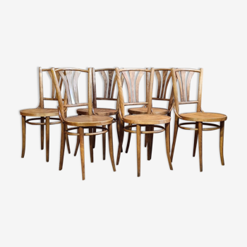 Suite 6 chaises bistrot vintage en bois courbé