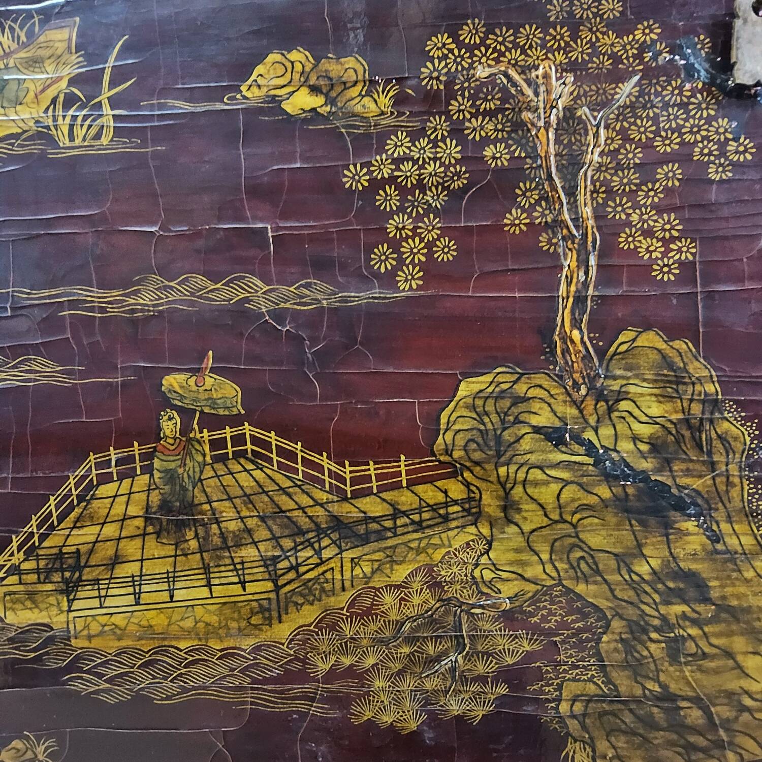 Vintage Chinese cabinet (red/gold) traditional scene bohomian