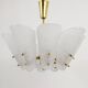 J. T. Kalmar Mid-Century Brass Suspension, Textured White Glass, 1950s