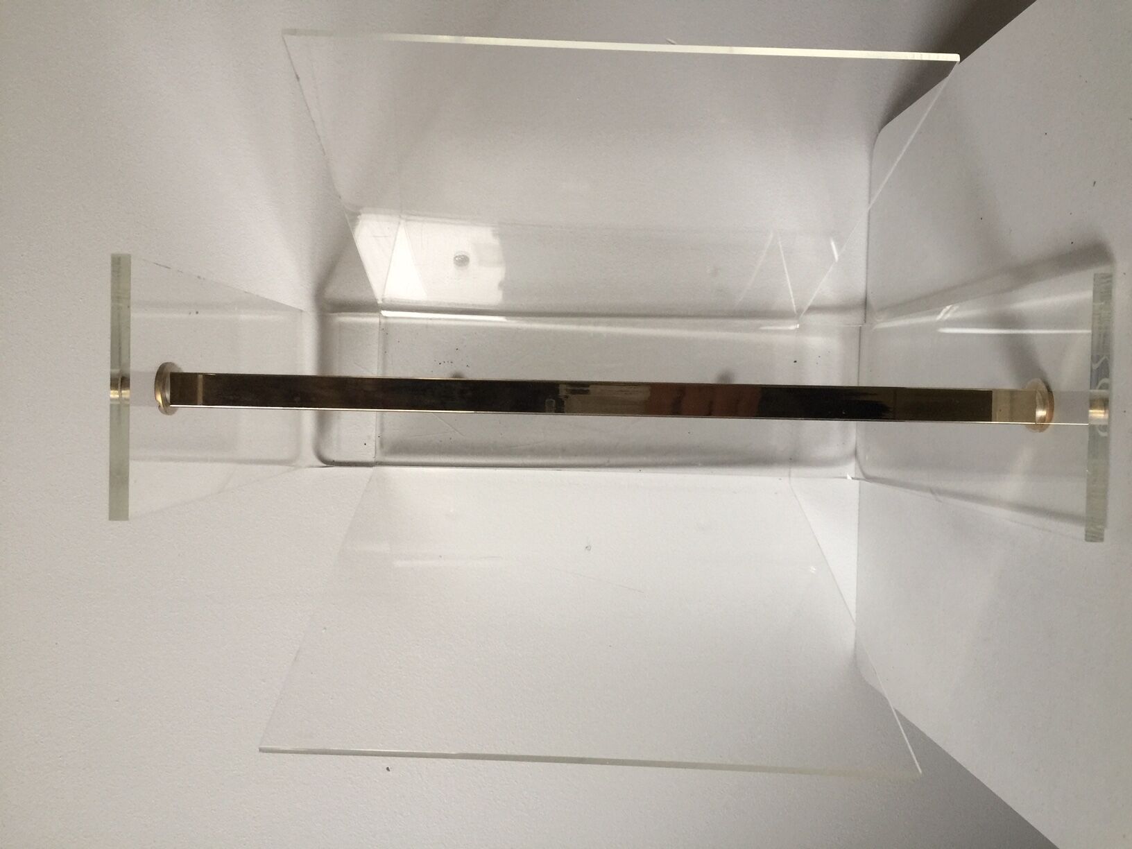 Magazine rack perspex and brass 1970s