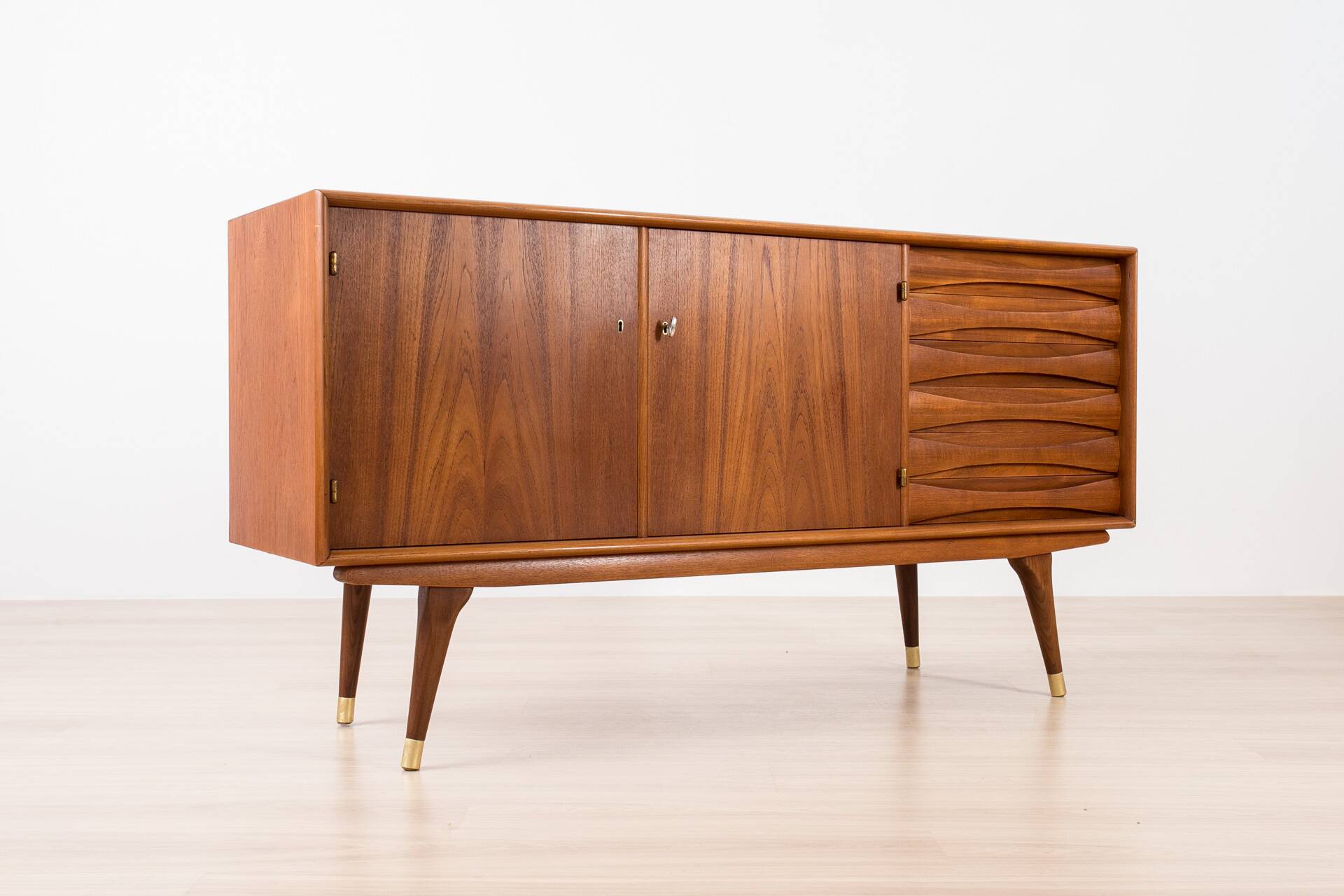 Enfilade Sven Andersen en teck, design scandinave, milieu du siècle moderne, 1