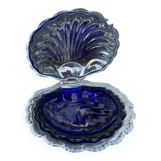 Silver-plated metal shell butter dish