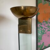 Paire de grands lampadaires en verre et laiton années 70
