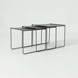 Post Modern Perforated Steel Nesting Tables 1980s