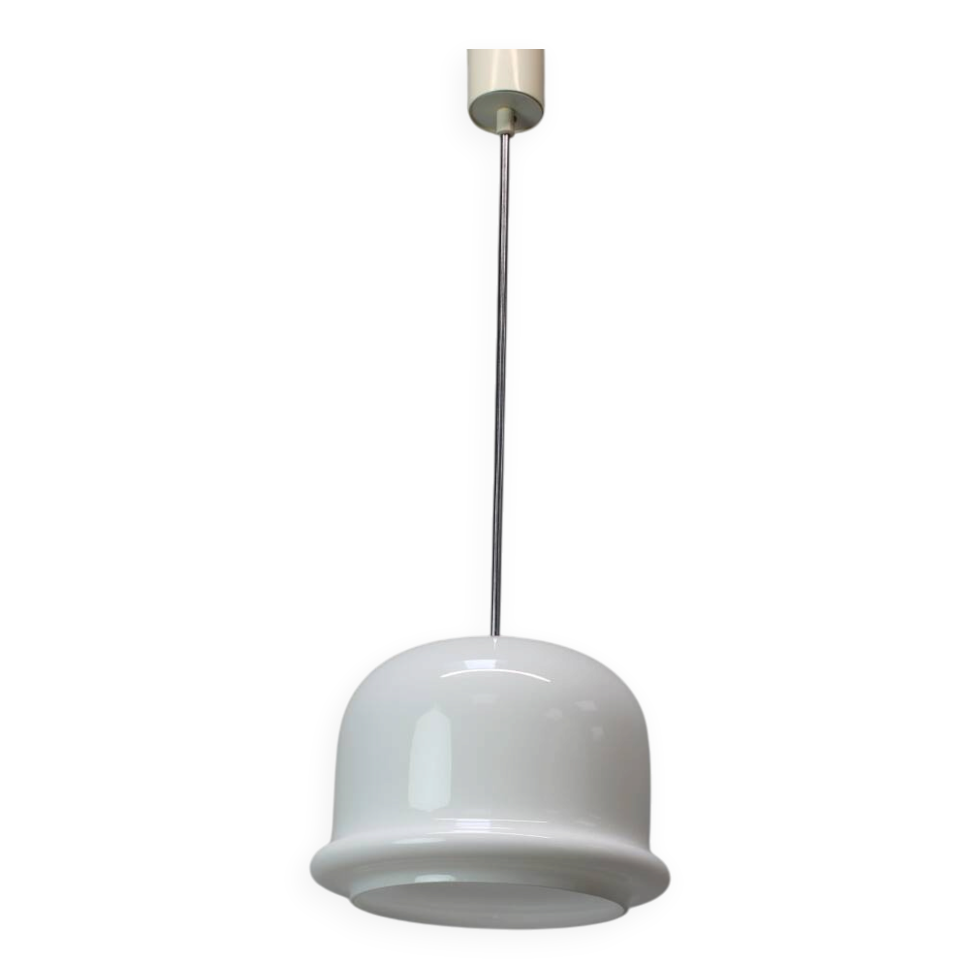 Large vintage opaline glass pendant lamp, Prague, Czechoslovakia, late 1970s.