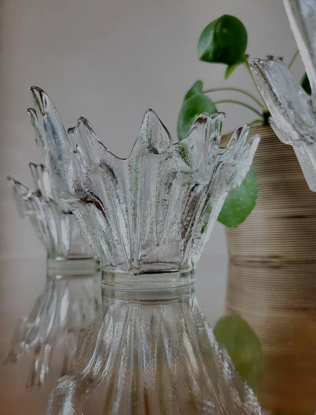 Glazen schaaltjes set van 3 model Noorderlicht of Revontulet Tauno Wirkkala