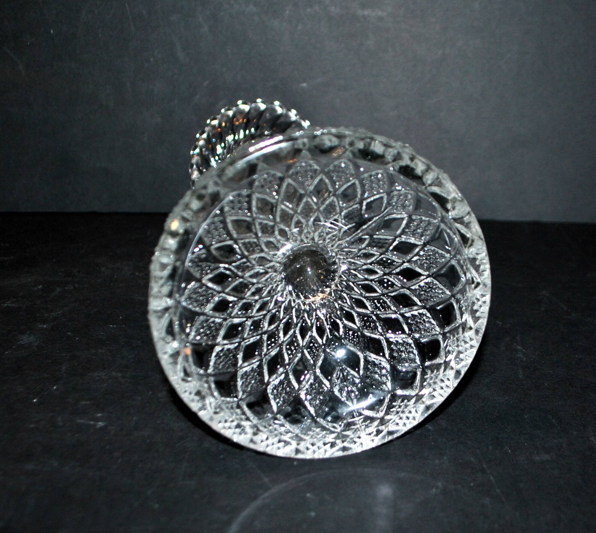 Diamant candlestick candle holder in molded pressed glass by Portieux Vallerysthal