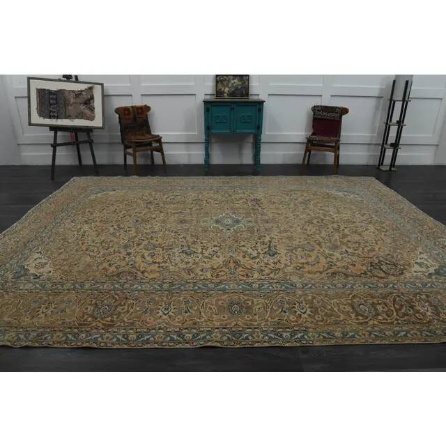 1970s Vintage Persian Handknotted Wool Orange Oversize Area Rug❤ 282x380